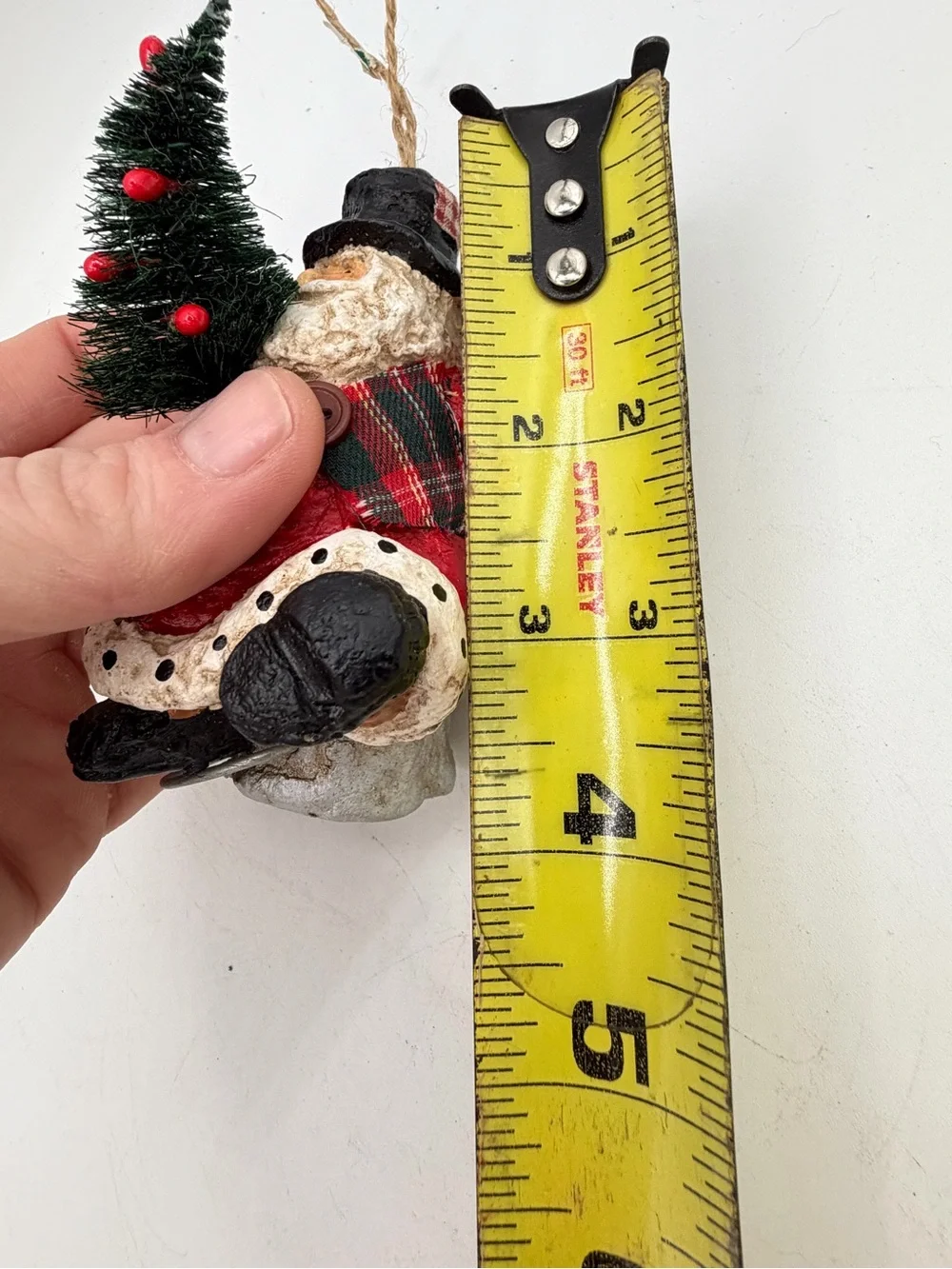 Rustic Vintage Style Santa Ornament Bottle Brush Tree Farmhouse Christmas Decor